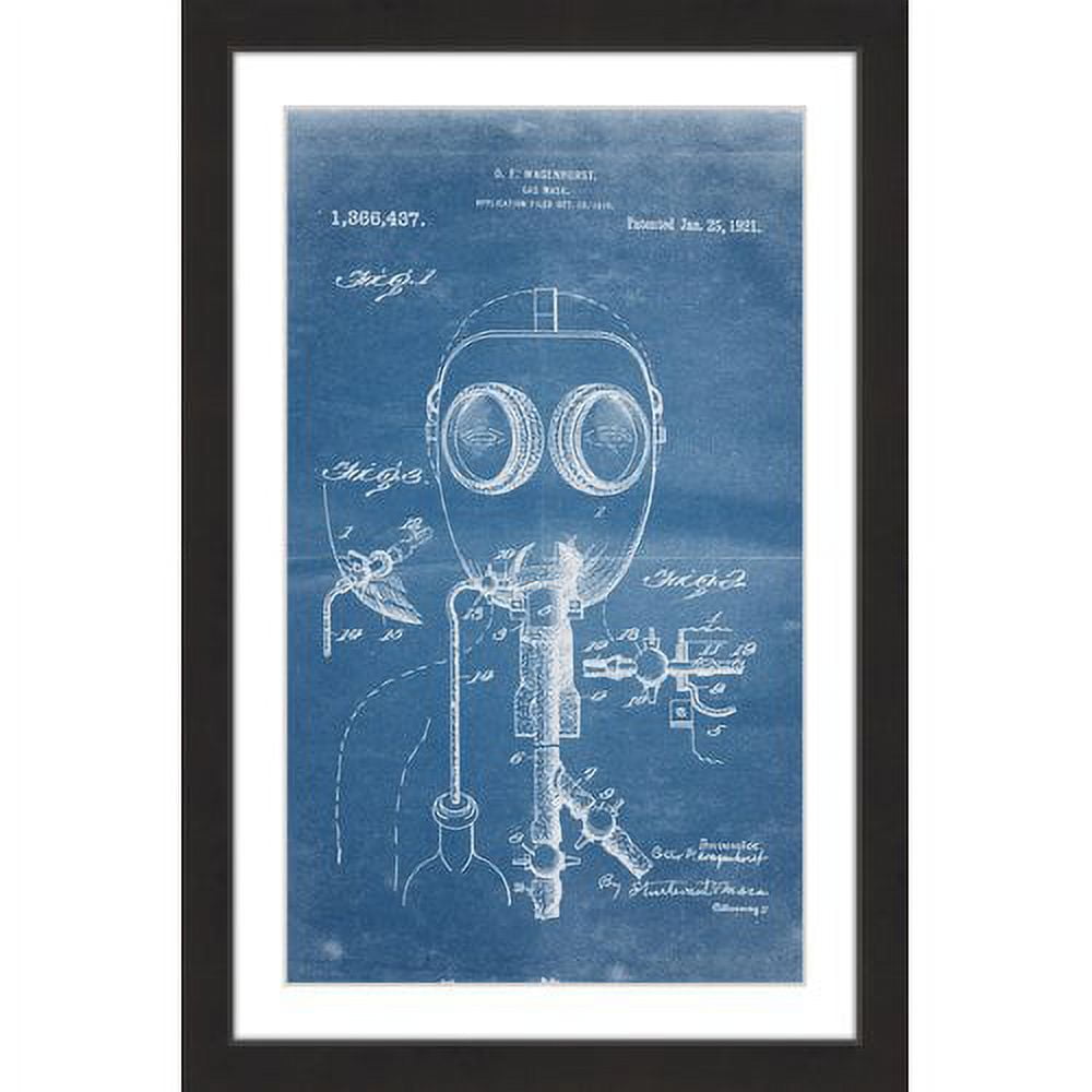 "Gas Mask 1921 Blueprint" Framed Painting Print