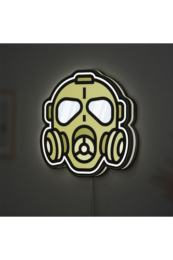 Gas Mask 3D Novelty Light Box, Industrial Themed Light for Urban Rooms and Apocalypse Enthusiasts (Width 8 inch, 20cm)