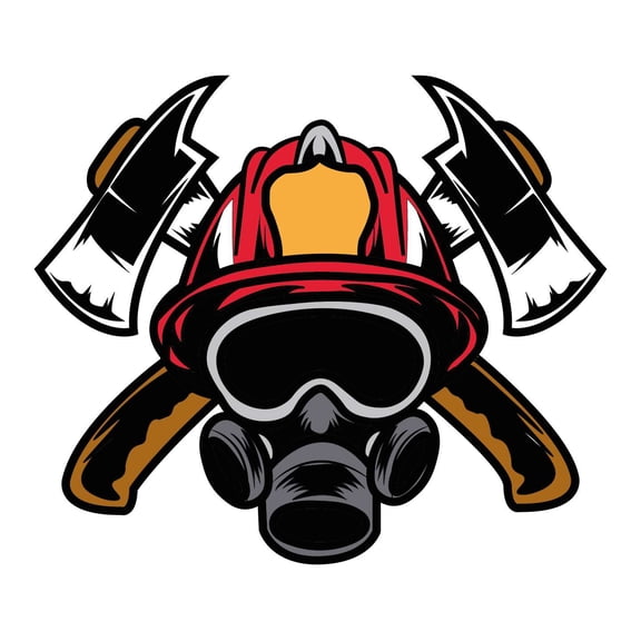 Gas Mask with Axes Danger Creative Design Vinyl Wall Decal - Abstract Fire Masks with Tools for Living Room Wall Decoration 20" x 17"