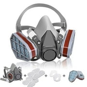 Gas Masks Survival Nuclear and Chemical, Gas Mask with 40mm Activated Carbon Filters & 6001 Filter, Full Face Respirator Mask for Chemicals, Organic Vapor, Dust Fumes, Paint Spray, Woodworking