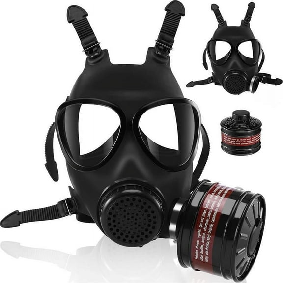 Gas Masks Survival Nuclear and Chemical - Reusable Full Face Respirator Gas Mask with Activated Carbon Filter