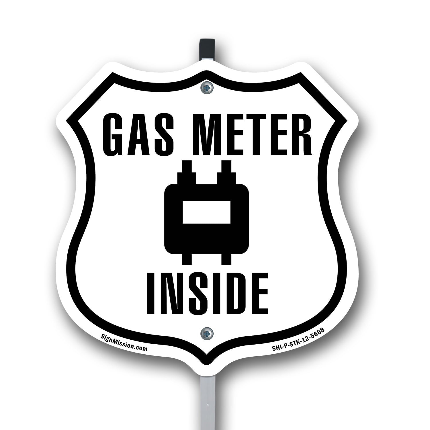 Gas Meter Inside 12 inch X 12 inch Shield Shaped Rust-Free Aluminum ...