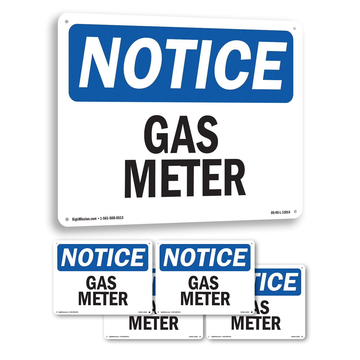 Gas Meter OSHA Notice Rigid Plastic Sign 10 Inch x 7 Inch - 5 Pack ...