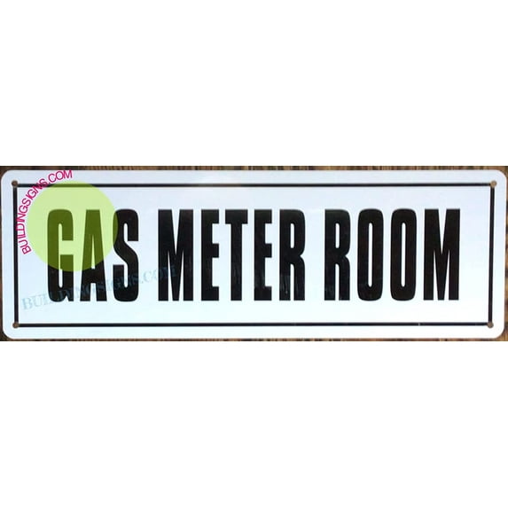 Gas Meter Room Sign (White Background,4X12 INCH, Rust Free-Aluminium) (ref-2201)