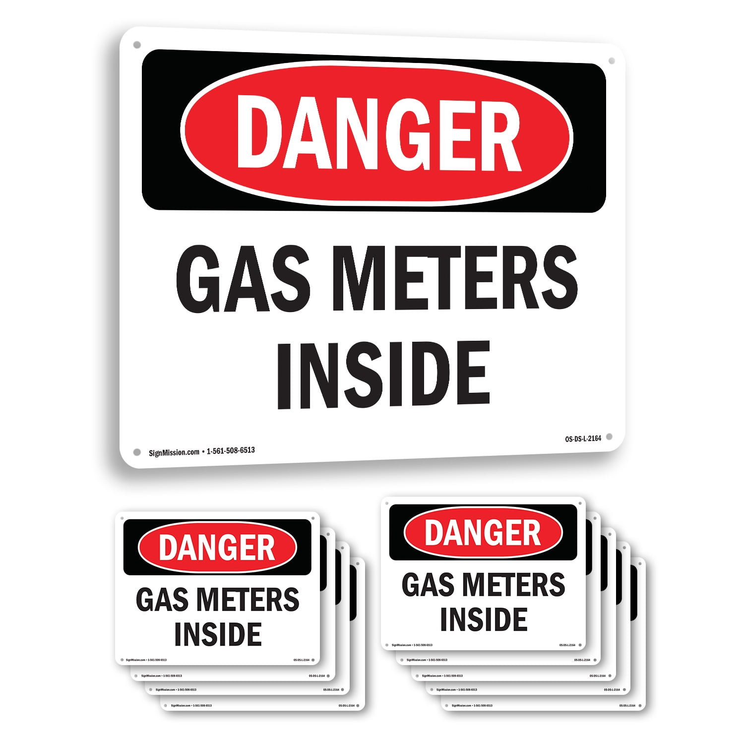 Gas Meters Inside OSHA Danger Aluminum Sign 18 Inch x 12 Inch - 10 Pack ...