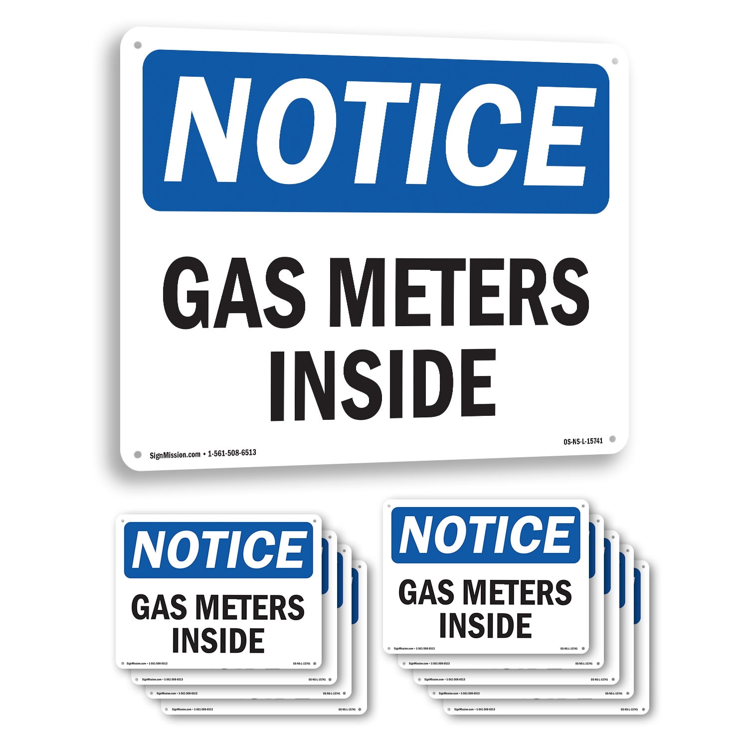 Gas Meters Inside OSHA Notice Aluminum Sign 14 Inch x 10 Inch - 10 Pack ...