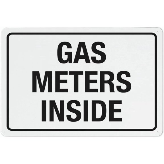 Gas Meters Inside White Sign 12X8 Inch Tin Sign Great For Garden And Yard Wall Decor