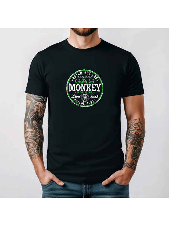 Gas Monkey Garage Live Fast Bright Green Badge Graphic Unisex T-Shirt, S-3XL