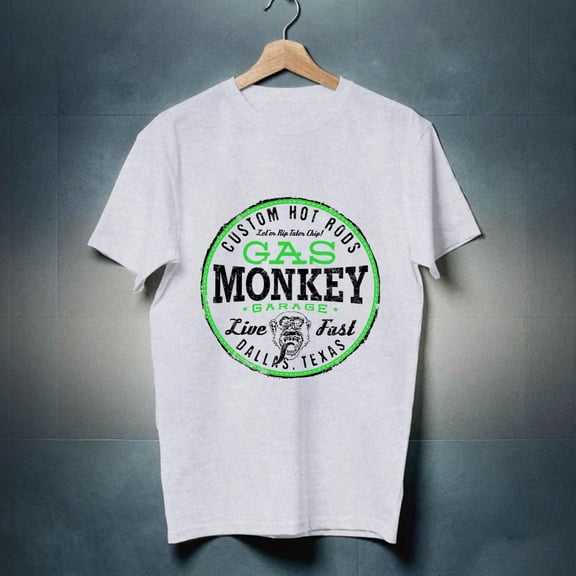 Gas Monkey Garage Live Fast Bright Green Badge Shirt Gift Black Size up to 4XL