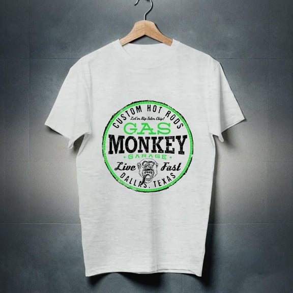 Gas Monkey Garage Live Fast Bright Green Badge Shirt Gift Black Size up to 4XL