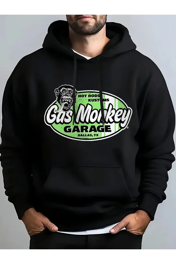 Gas Monkey Garage Logo Design Thickened Unisex Pullover Soft Warm Hoodie Shirt for Men & Women, up to Size 5XL