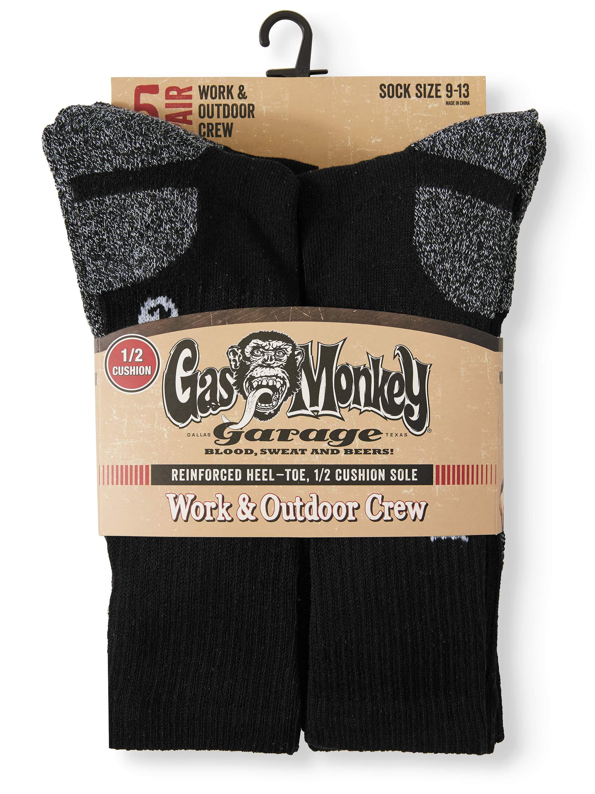 Gas Monkey Garage Men's Cushion Crew Work Socks 5 Pack