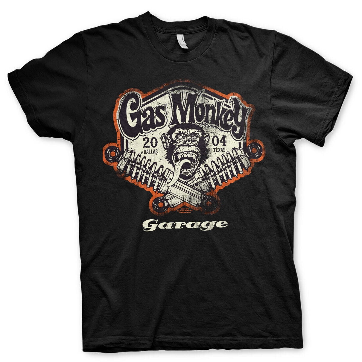 Gas Monkey Garage T Shirt Handlebar Hot Rod Official Black Mens Tee Fast N Loud