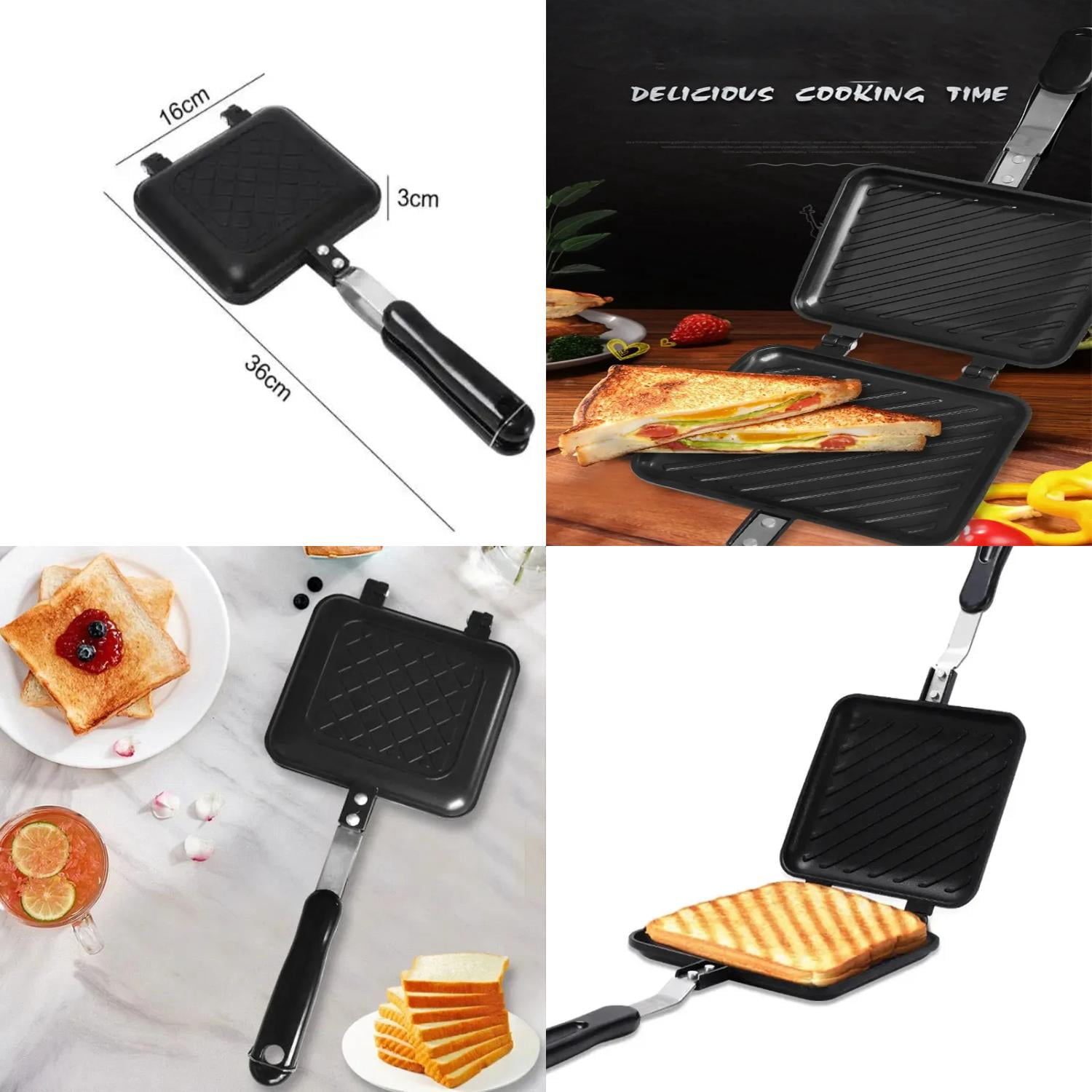 Gas Non-Stick Sandwich Maker Iron Bread Toast Breakfast Machine Waffle Pancake Baking Barbecue Oven Mold Mould Grill Frying Pan