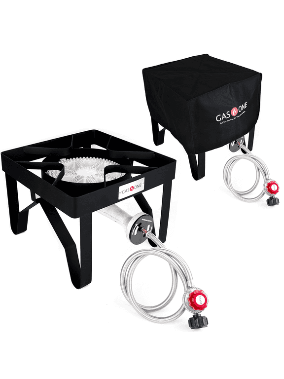 200,000 BTU Propane Burner with Cover Single Burner Outdoor Burner Camp Stove Propane Gas