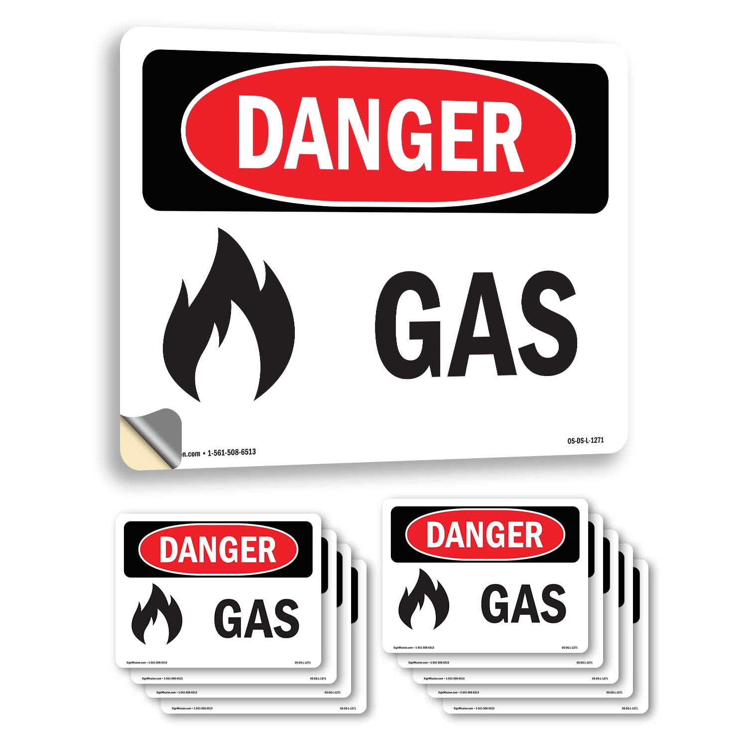 Gas OSHA Danger Vinyl Decal Label 24 Inch x 18 Inch - 10 Pack - Walmart.com
