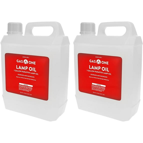 Gas One 2 Pack Liquid Paraffin Lamp Oil Fuel – 1 Gallon Clear Oil Lamp – Multifunctional Lamp Oil Smokeless Odorless Indoor Ideal for Lamps, Lanterns, Tiki Torch – Superior Seal and Safe Packaging