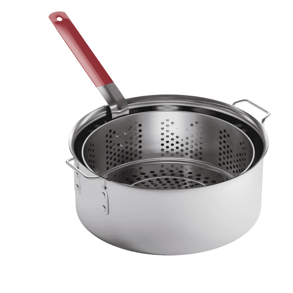 GasOne Aluminum Cooking Pot Deep Fryer with Basket  10QT Aluminum Fry Pot with Easy Grip Handle