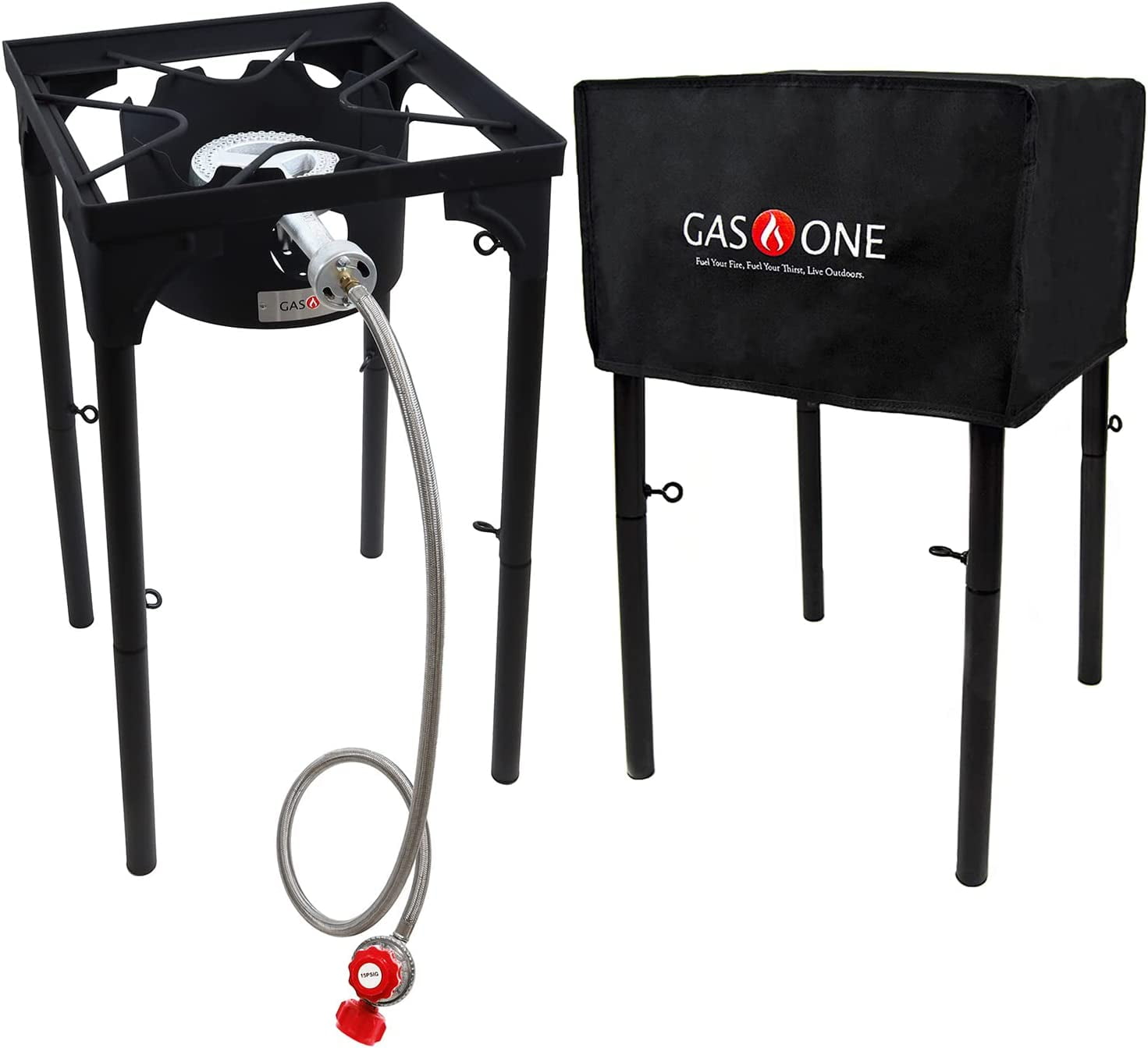 Black Steel Propane Single Burner Camp Stove with Cover