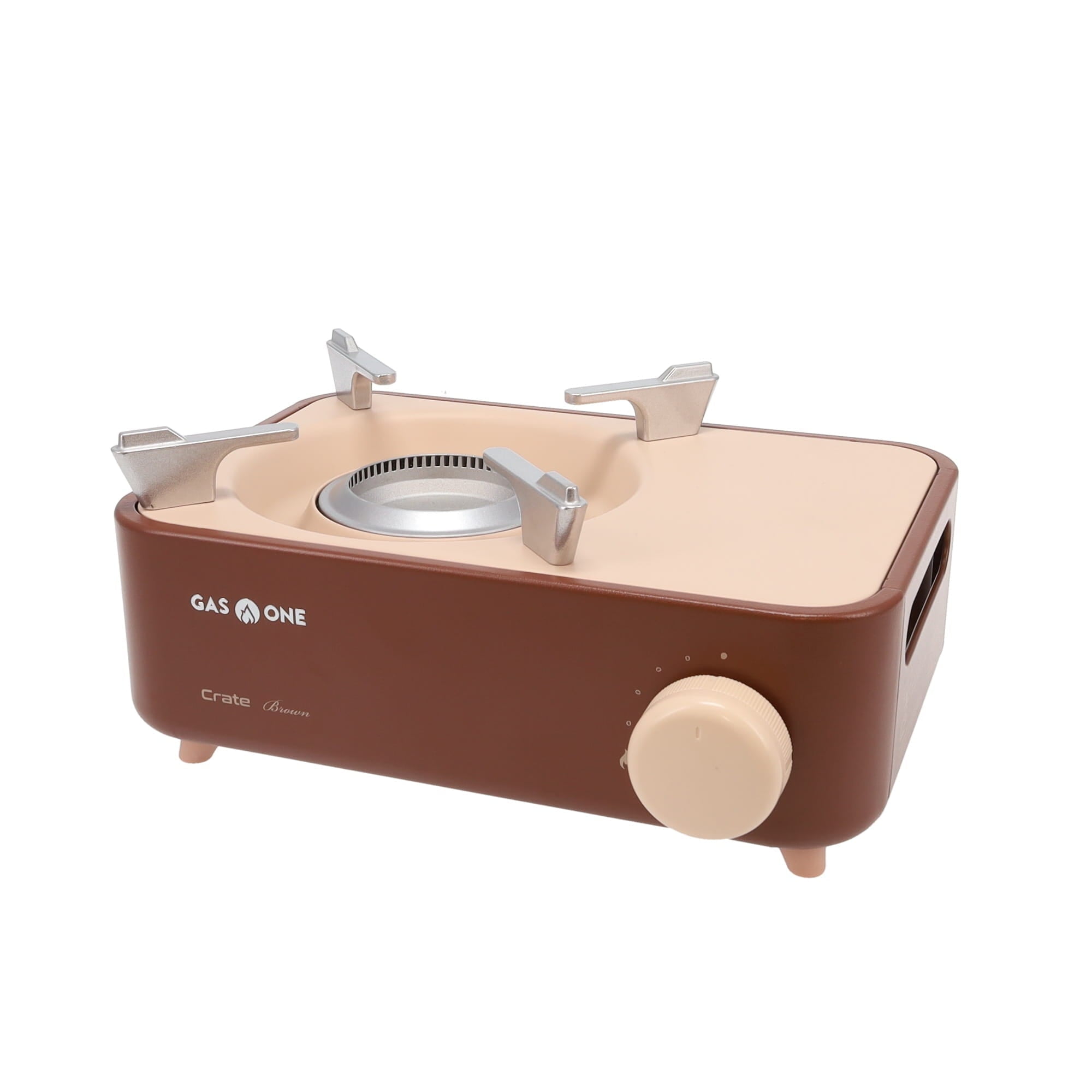 Brown and Beige Portable Single Burner Gas Stove