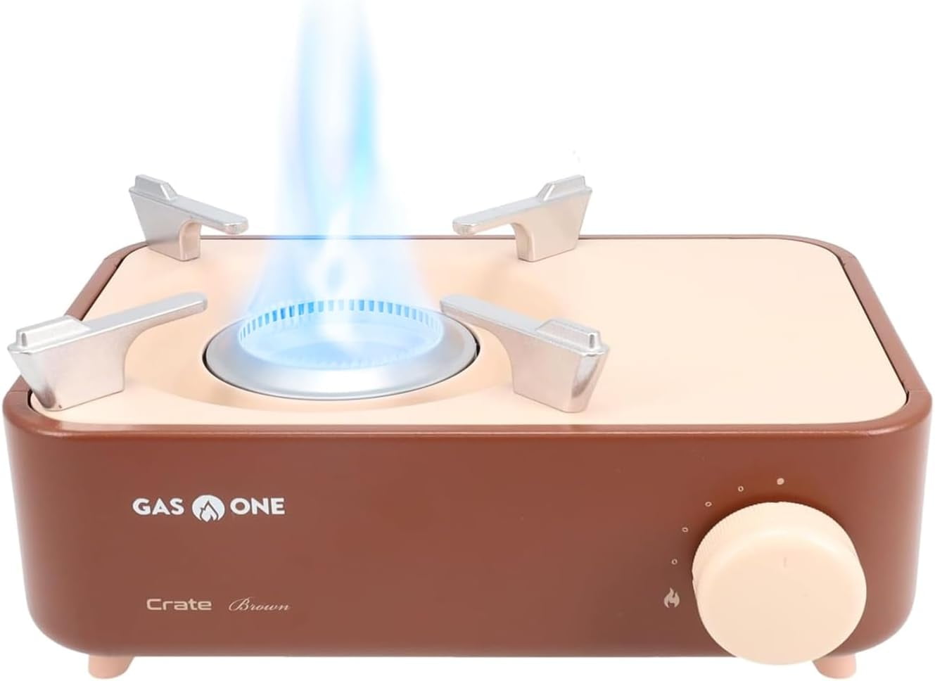 Brown and Beige Portable Single Burner Gas Stove