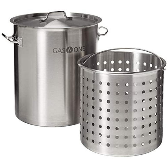 GasOne Fryer Pot 32 QT - All Purpose - Stainless Steel Tri Ply Bottom with All Purpose Pot Deep