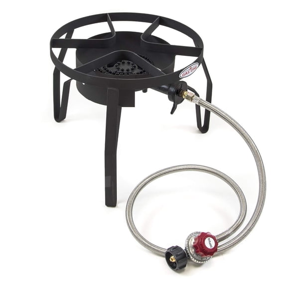Gas One Propane Single Burner, Outdoor Cooker with Regulator and Hose (Round Frame)