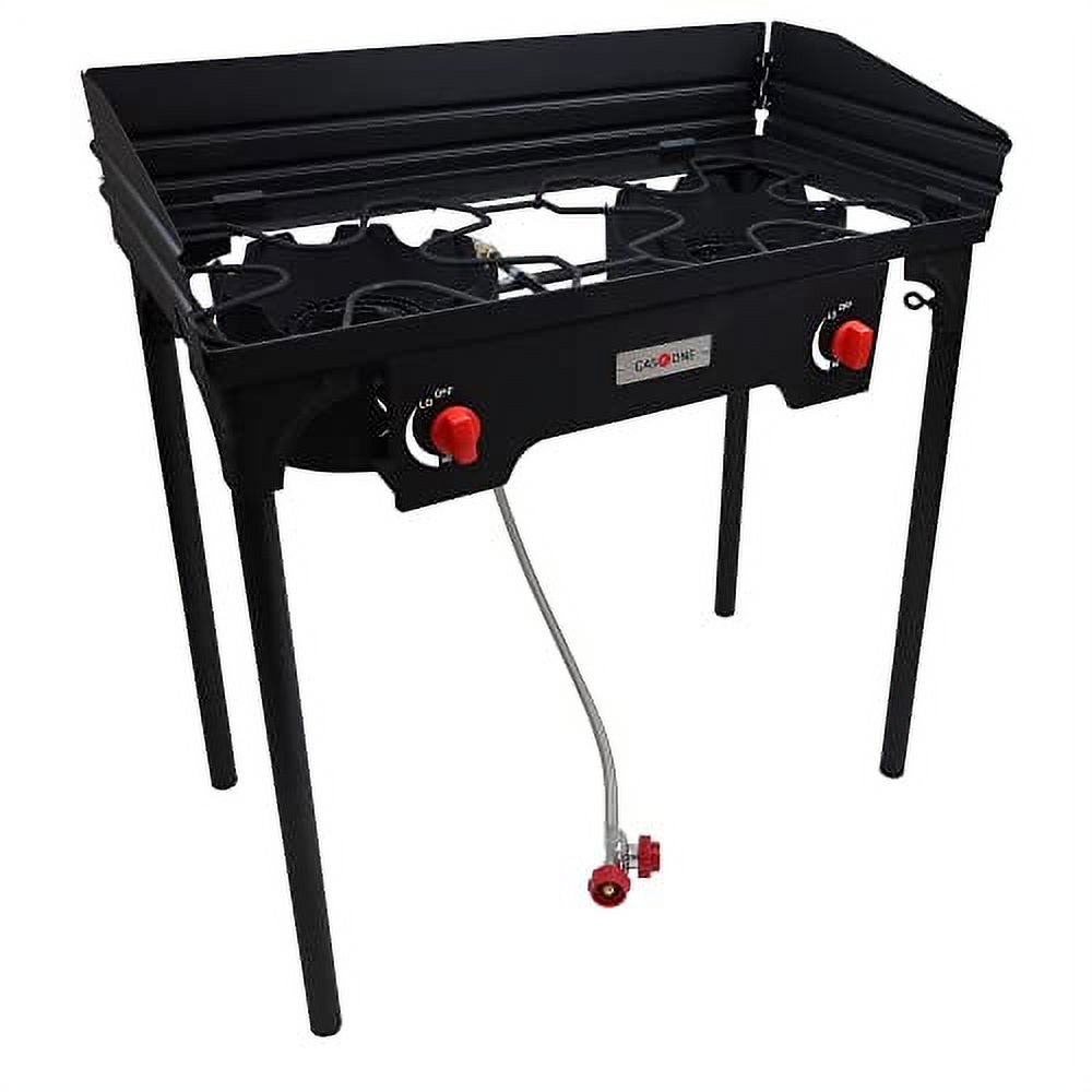 Gas One Two Burner Propane Camp Stove, Two 75,000BTU Cast Iron Burners with Windscreen Outdoor High Pressure Propane Double Burner - image 1 of 8