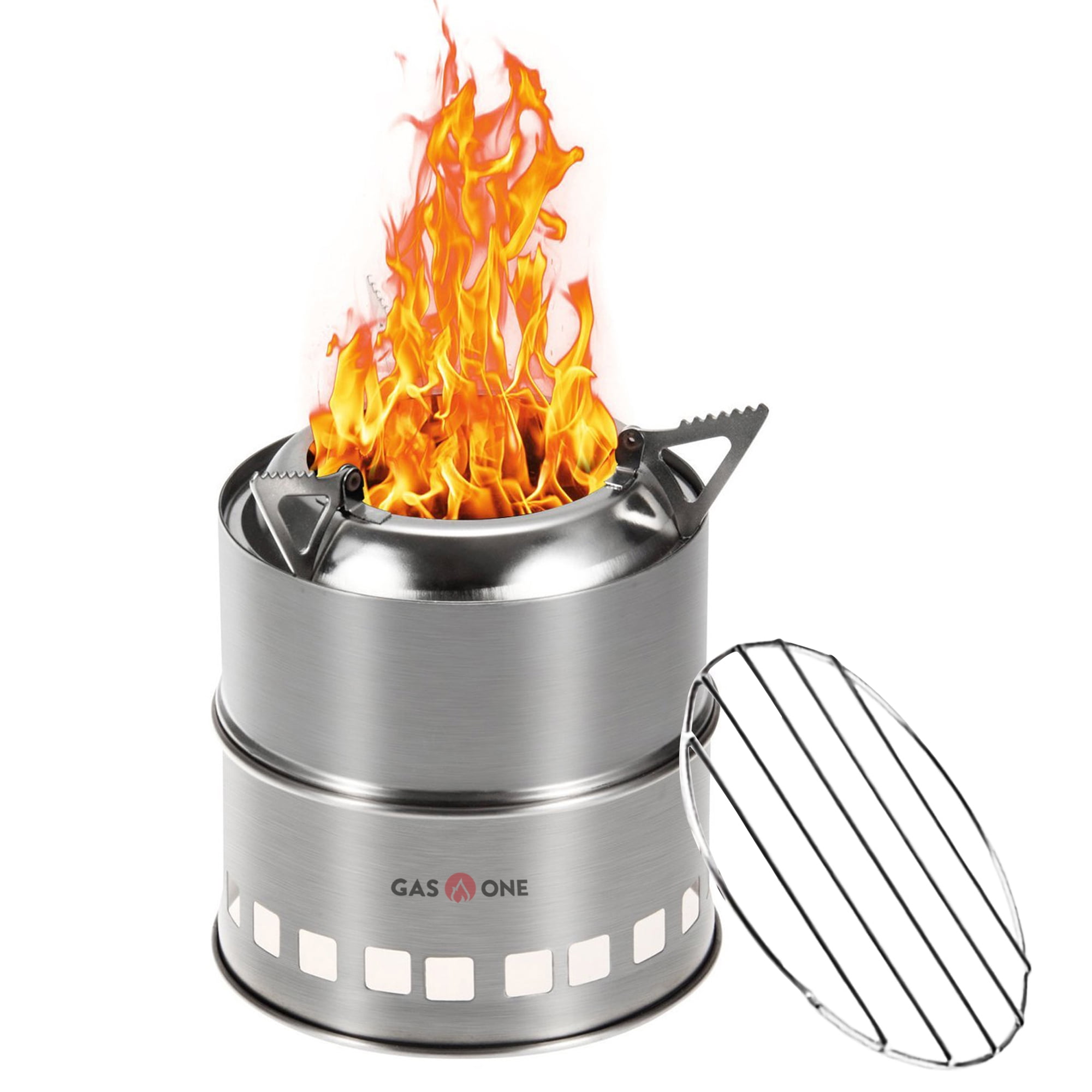 Gas One Wood Stove Stainless Steel Camping Stove Potable Wood Burning Stoves  for Picnic BBQ Camp Hiking with Grill Grid - Walmart.com