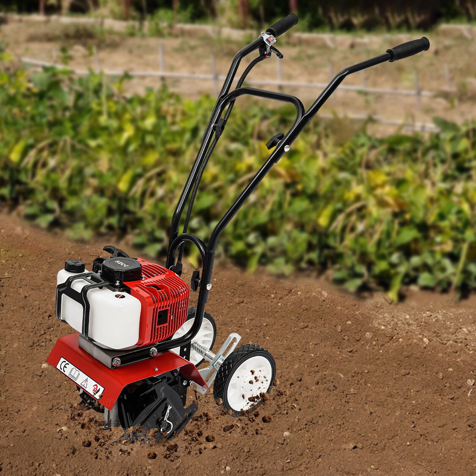 Gas Powered 2 Stroke 52CC Tiller Cultivator Garden Yard Rototiller Tilling Tool