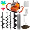 thumbnail image 1 of Gas Powered 72CC Post Hole Digger for Fence and Planting with 3 Auger Drill Bits (3" 5" & 8") + 2 Extension Rods（24" & 24"）, for Farm Garden Plant Earth Auger Drill Bits., 1 of 15