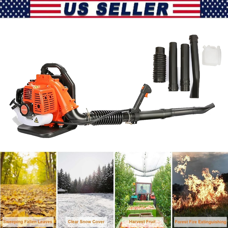 Gas Powered Backpack Leaf Blower – 52CC 2 Stroke Engine, 550 CFM & 200 MPH for Heavy Duty Commercial Lawn Care, Wet Leaf & Debris Removal