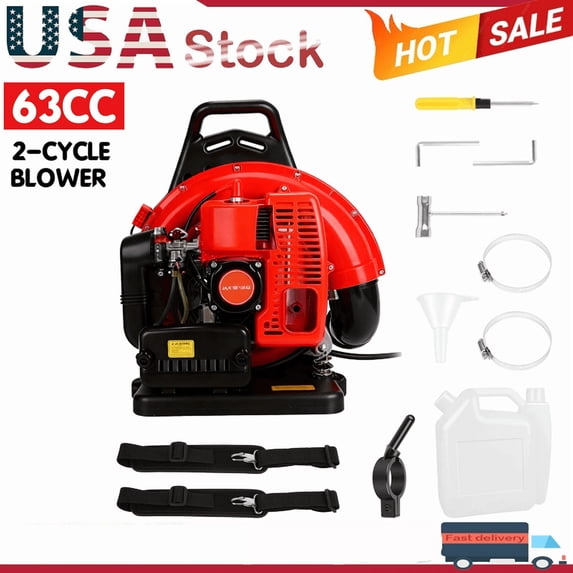 Gas Powered Backpack Leaf Blower, Commercial Heavy Duty 63CC 2 Cycle Engine, 205MPH 665CFM for Professional Yard Care, Large Properties & Lawn Maintenance