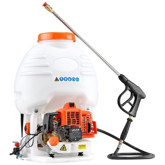 Gas Powered Backpack Sprayer 26.5CC 0.9HP Engine 5 Gallon Tank Large Area Coverage Lawn Spraying Machine 24 Inch Wand Nozzles for Gardening Farming