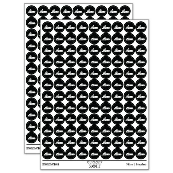 Gas Powered Chainsaw 200+ Round Stickers - Black - Gloss Finish - 0.50" Size