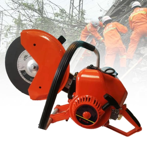 Gas Powered Concrete Saw Handheld Brick Marble Cement Cutter with Saw Blade 2-Stroke 6.8HP Steel Iron Aluminum Cutting Machine, 5000 rpm