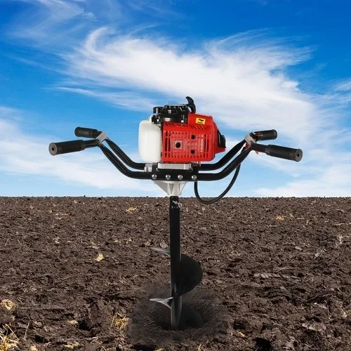 Gas Powered Earth Auger Drill, 7500rpm Rotating Speed, 5.9-9.84in Drill Diameter, 31.49in Drill Bit Length. Aluminum Alloy & Steel Construction, Ergonomic Non-Slip Handle with Goggles
