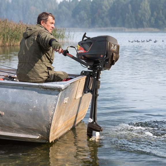 Gas Powered Outboard Motor for Boats 2 Stroke 3.6HP Engine with Adjustable Speed, Lightweight 21.4lbs, Anti Vortex Design for Smooth Navigation