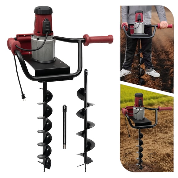 Gas Powered Post Hole Digger with 1500W 1.6 HP Motor, Adjustable Speed, 2 Drill Bits (5.91in/3.94in), Ergonomic Handles, High Efficiency and Durability for Quick Digging