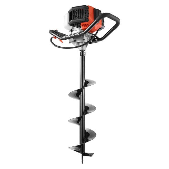 Gas Powered Post Hole Digger 43cc 1250W Earth Auger with 8 Inch Drill Bit 30 Inch Long Alloy Steel Auger for Farmland Garden Plant EPA Certified