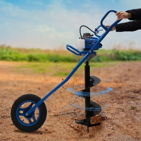 Gas Powered Post Hole Digger 63cc 3hp Earth Auger Borer Ground Trolley 11" Drill