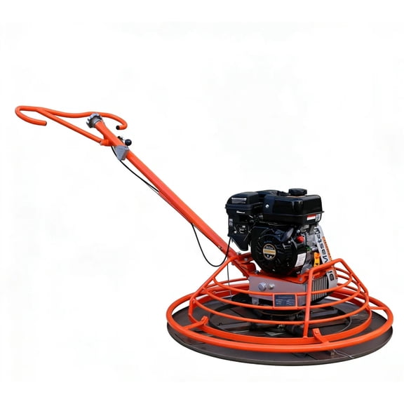Gas-Powered Power Trowel 6.5HP Engine, 4-Blade Floating Disc System for Concrete Surface Finishing Professional Grade Walk-Behind Concrete Screed & Float Machine