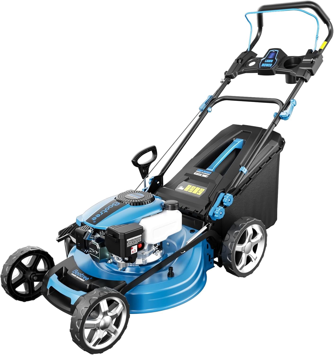Gas Powered Push Lawn Mower, 21" Cutting Deck, 201cc 4-Cycle Engine, 7-Level Height Adjustment, 3-in-1 Bagging Mulching Side Discharge