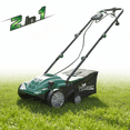 thumbnail image 1 of 2-in-1 13" Dethatcher & Scarifier, 12 Amp Electric Garden Lawn Mover, Removable Collection Bag extra large 32QT, 1 of 8