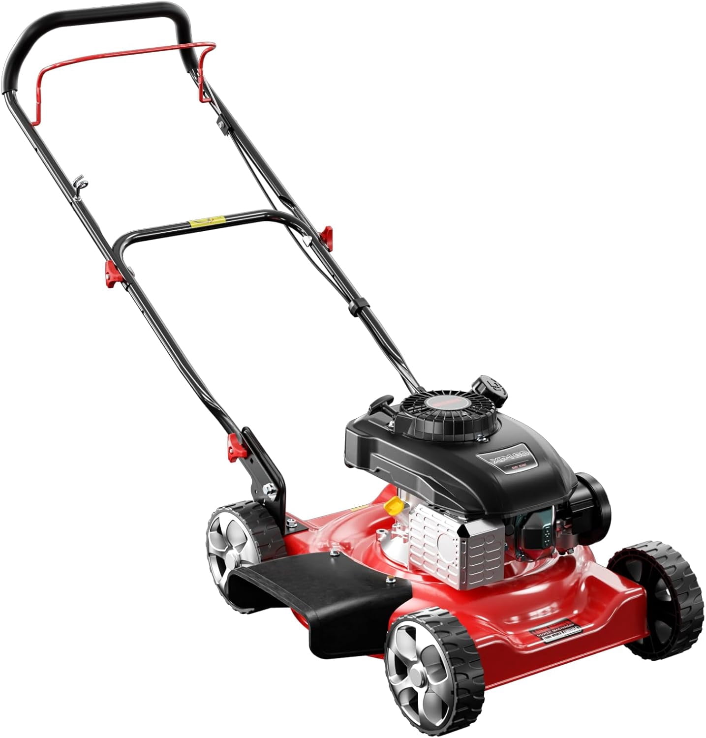 20" 144cc 4-Cycle Gas Walk Behind Lawn Mower, 3-Position Height Adjustment, 2-in-1, Black, Push