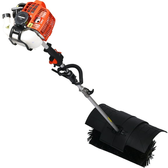 Gas Powered Snow Sweeper, 52cc 2 Stroke Walk Behind Handheld Broom Sweeper, 21" X 10" Brush Snow Broom Thrower Power Broom for Snow, Leaves, Artificial Turf and Gravel, EPA Passed