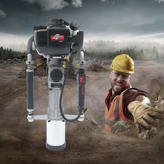 Gas Powered T-Post Driver, 37.7CC 4-Stroke Engine, 1.2kw Power, 8500 RPM Speed, 45J Impact Energy, Efficient for Piling Work and Outdoor Use