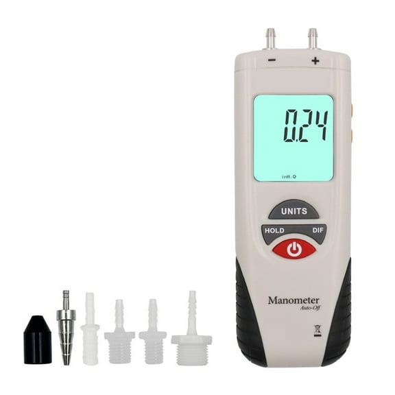 Gas Pressure Gauge Manometer Handheld Digital Manometer Data Hold Dual Port Air Pressure Gauge
