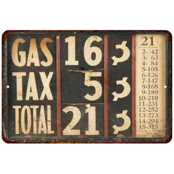 Gas Prices Vintage Look Chic Distressed 8x12 Metal Sign 208120020107