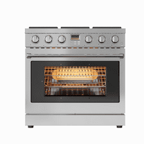 Gas Range, 36 Inch 6.0 Cu. Ft. Single Convection Oven and 6 Sealed Burner, Freestanding and Slide-In All Gas Range Cooktop with Heavy Duty Grates, Stainless Steel Finish